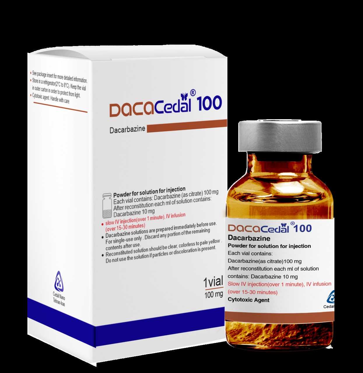 داکاربازین  100mg پودر برای سوسپانسیون تزریقی